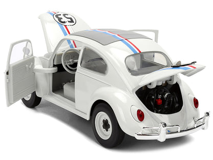 Volkswagen Beetle #53 "Herbie" White with Stripes "The Love Bug" (1968) Movie with Extra Wheels 1/24 Diecast Model Car by Jada by Jada