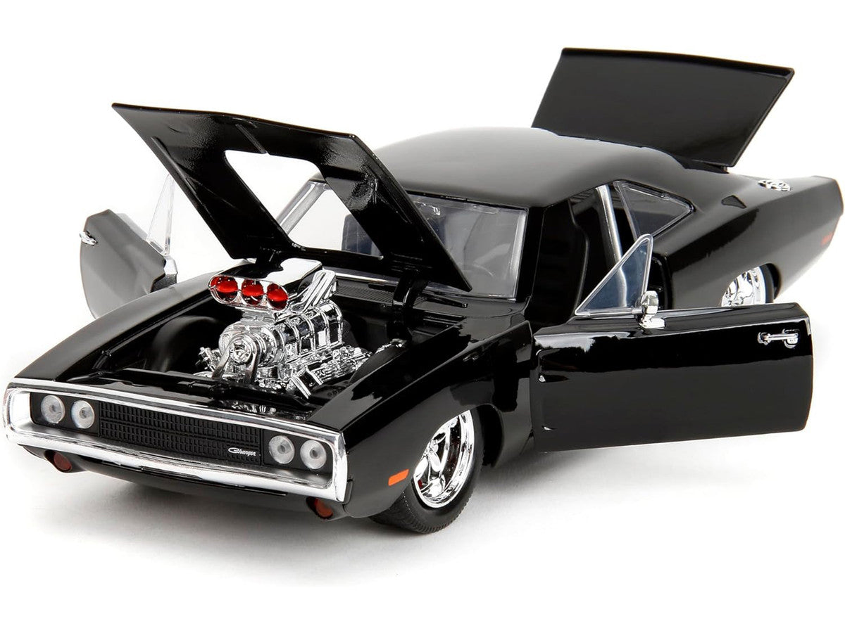 Dodge Charger R/T Black with Dom Diecast Figure "Fast & Furious" (2009) Movie "Hollywood Rides" Series 1/24 Diecast Model Car by Jada by Jada