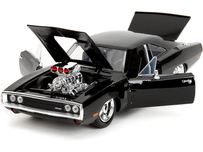 Dodge Charger R/T Black with Dom Diecast Figure "Fast & Furious" (2009) Movie "Hollywood Rides" Series 1/24 Diecast Model Car by Jada by Jada