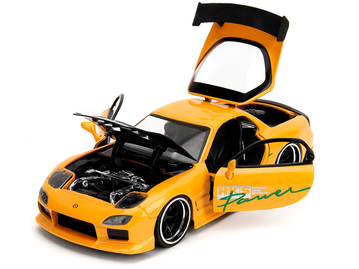 1993 Mazda RX-7 "HKS Power" Yellow with Carbon Hood "JDM Tuners" Series 1/24 Diecast Model Car by Jada by Jada