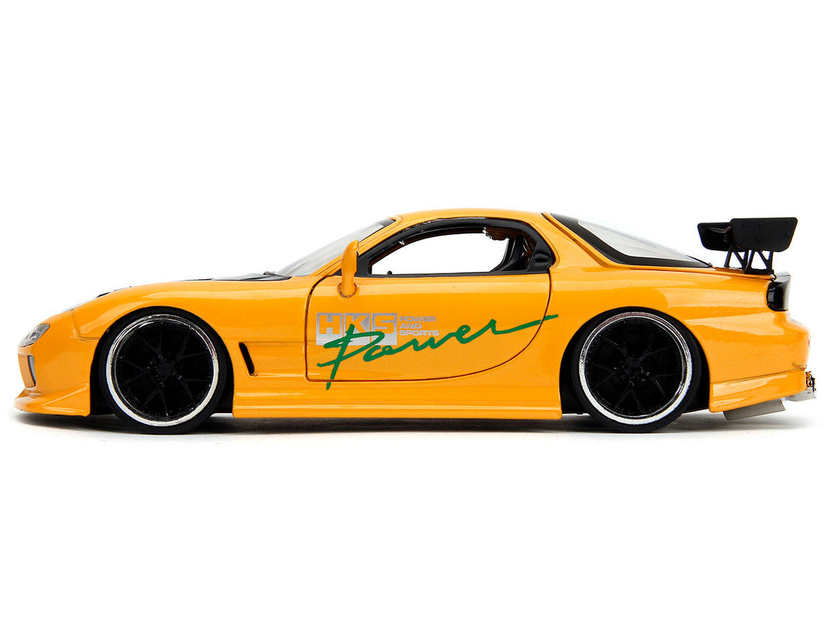1993 Mazda RX-7 "HKS Power" Yellow with Carbon Hood "JDM Tuners" Series 1/24 Diecast Model Car by Jada by Jada
