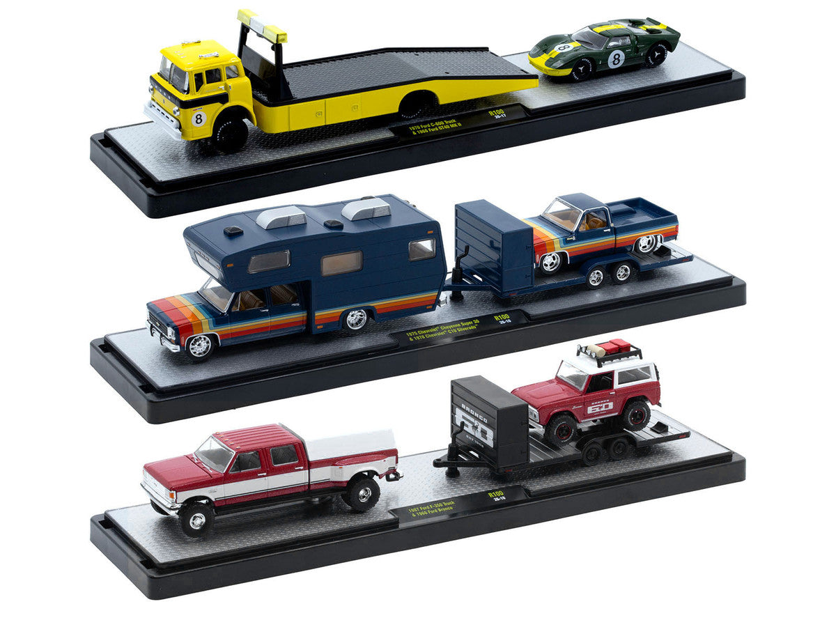 Auto Haulers Set of 3 Trucks Release 100 Limited Edition to 9600 pieces Worldwide 1/64 Diecast Models by M2 Machines by M2