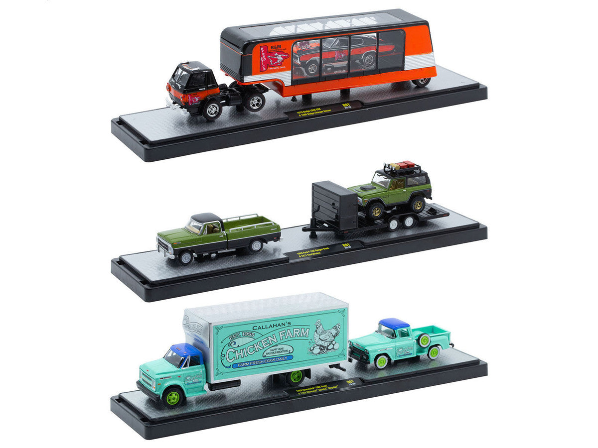 Auto Haulers Set of 3 Trucks Release 91 Limited Edition to 8000 pieces Worldwide 1/64 Diecast Model Cars by M2 Machines by M2