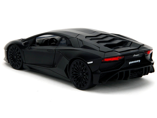 Shaw's Lamborghini Aventador Matt Black "Furious 7" (2015) Movie "Fast & Furious" Series 1/24 Diecast Car Model by Jada by Jada