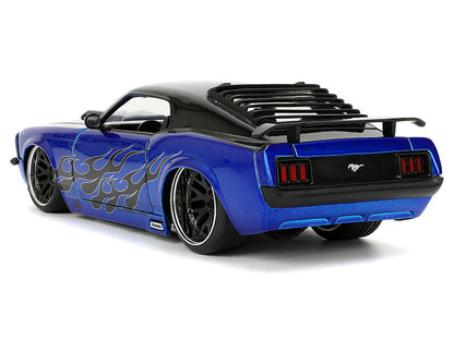 1970 Ford Mustang Boss 429 Black and Blue Metallic with Flames "Bigtime Muscle" Series 1/24 Diecast Model Car by Jada by Jada