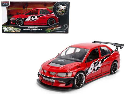 Sean's Mitsubishi Lancer Evolution IX RHD (Right Hand Drive) Red with Graphics "The Fast and the Furious: Tokyo Drift" (2006) Movie "Fast & Furious 25 Years" Series 1/24 Diecast Model Car by Jada by Jada