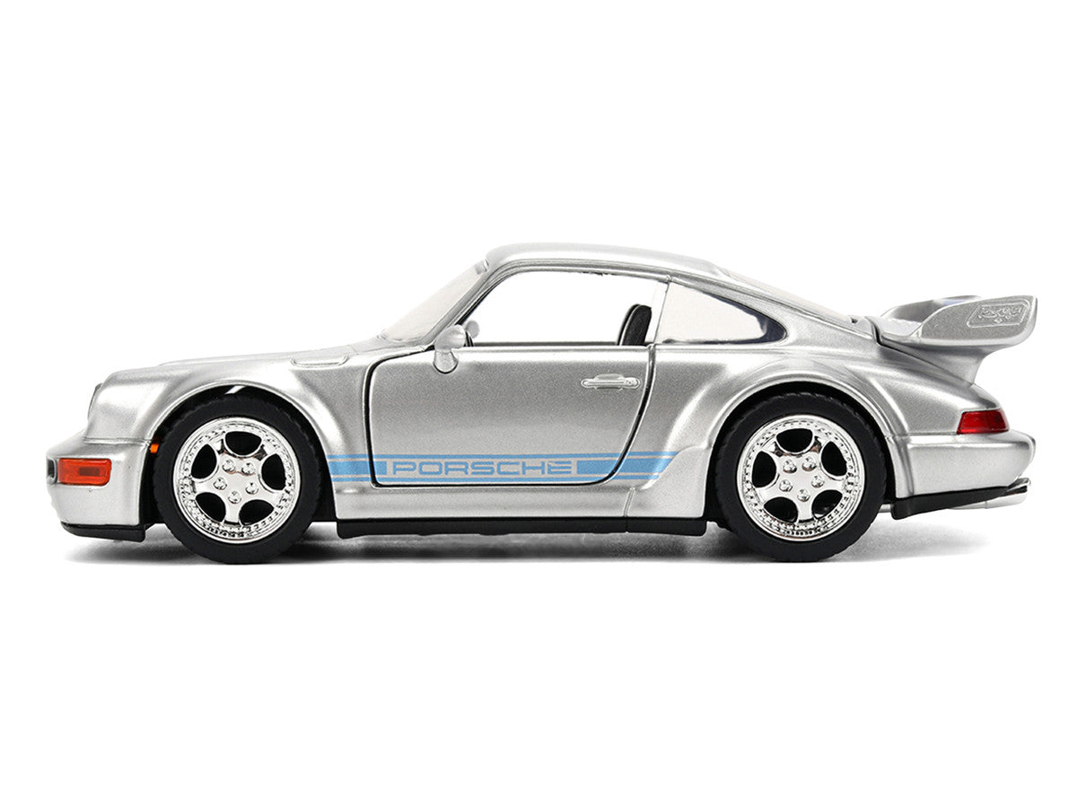 Porsche 911 Carrera RS 3.8 "Mirage" Silver Metallic with Blue Stripes "Transformers: Rise of the Beasts" (2023) Movie "Hollywood Rides" 1/32 Diecast Model Car by Jada by Jada