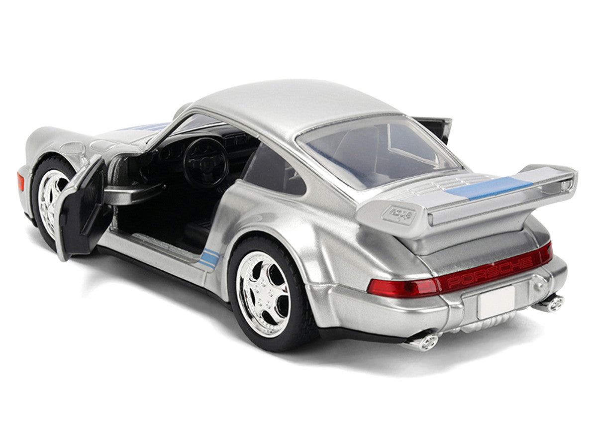 Porsche 911 Carrera RS 3.8 "Mirage" Silver Metallic with Blue Stripes "Transformers: Rise of the Beasts" (2023) Movie "Hollywood Rides" 1/32 Diecast Model Car by Jada by Jada
