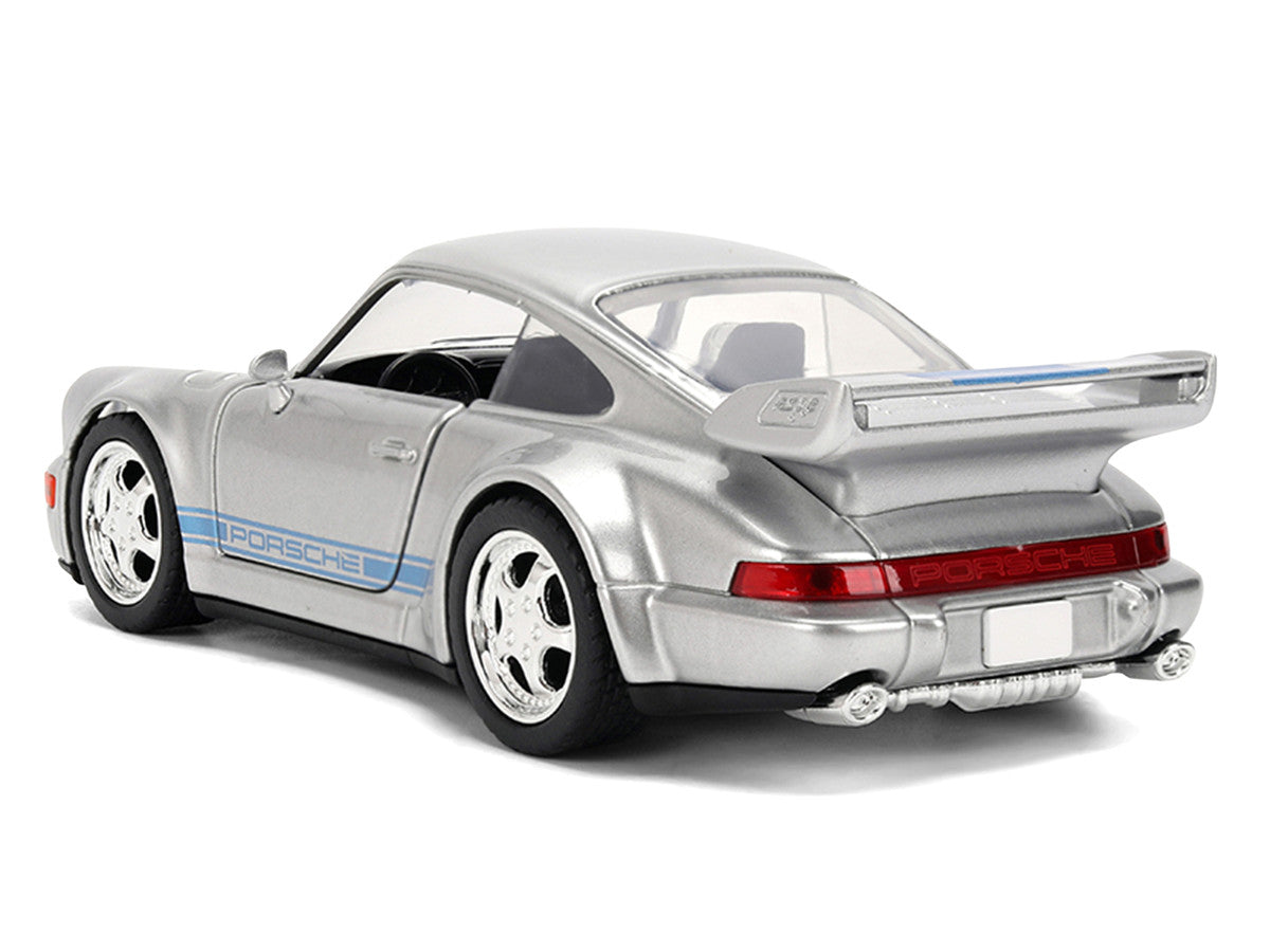 Porsche 911 Carrera RS 3.8 "Mirage" Silver Metallic with Blue Stripes "Transformers: Rise of the Beasts" (2023) Movie "Hollywood Rides" 1/32 Diecast Model Car by Jada by Jada