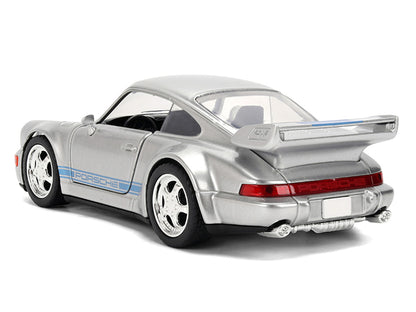Porsche 911 Carrera RS 3.8 "Mirage" Silver Metallic with Blue Stripes "Transformers: Rise of the Beasts" (2023) Movie "Hollywood Rides" 1/32 Diecast Model Car by Jada by Jada