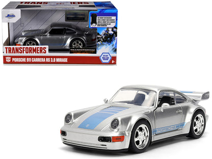 Porsche 911 Carrera RS 3.8 "Mirage" Silver Metallic with Blue Stripes "Transformers: Rise of the Beasts" (2023) Movie "Hollywood Rides" 1/32 Diecast Model Car by Jada by Jada