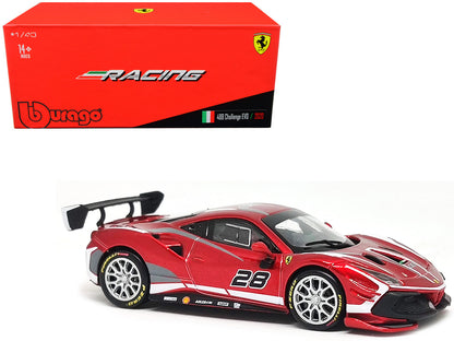 2020 Ferrari 488 Challenge EVO #28 Red with Graphics "Racing" Series 1/43 Diecast Model Car by Bburago by Bburago