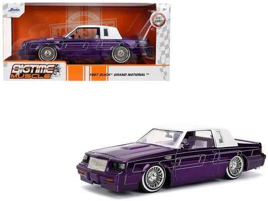 1987 Buick Grand National Candy Purple with Graphics and White Top and Interior "Bigtime Muscle" Series 1/24 Diecast Model Car by Jada by Jada