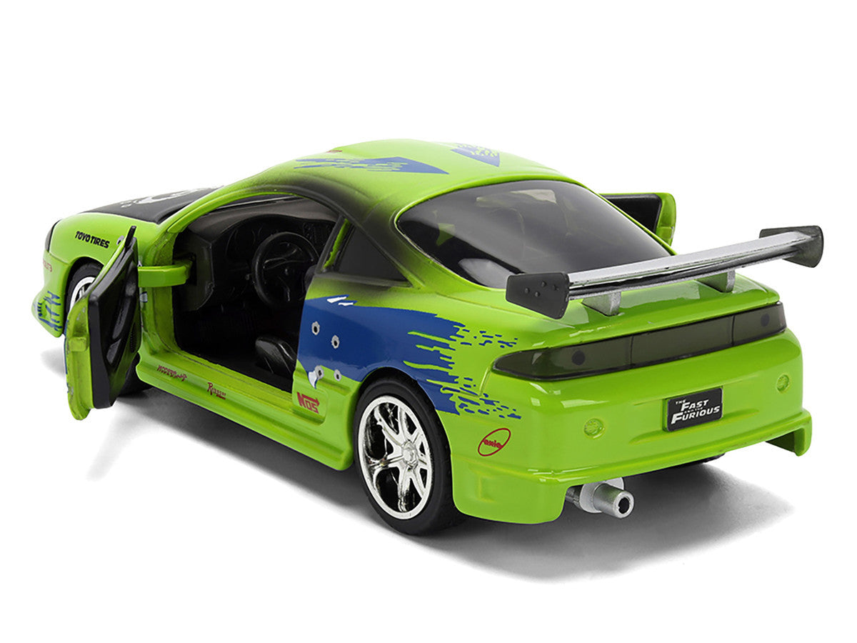 Brian's Mitsubishi Eclipse Green with Graphics (Damaged Version) "25 Years of Fast & Furious" "The Fast and the Furious" (2001) Movie 1/32 Diecast Model Car by Jada by Jada