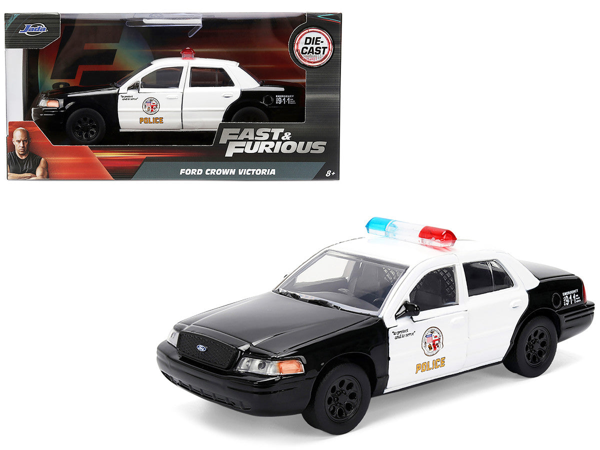 Ford Crown Victoria "LAPD (Los Angeles Police Department) Black and White "The Fast and the Furious" (2001) Movie "Fast & Furious" Series 1/32 Diecast Model Car by Jada by Jada
