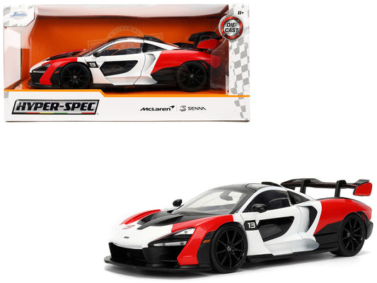 McLaren Senna Red and White with Carbon Hood and Top "HyperSpec" Series 1/24 Diecast Model Car by Jada by Jada