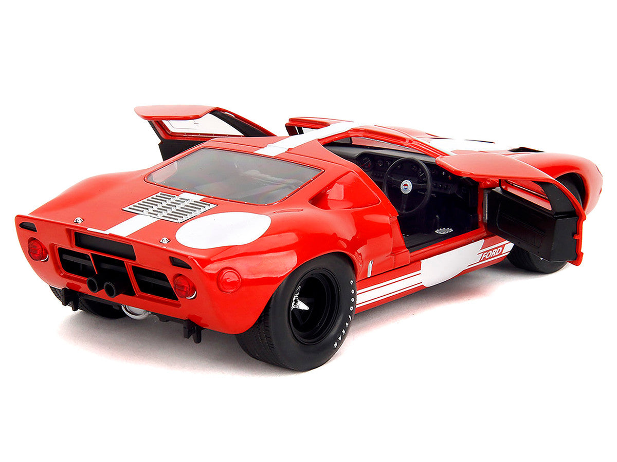 Ford GT40 MK1 Red with White Stripes and Graphics "Pink Slips" Series 1/18 Diecast Model Car by Jada by Jada
