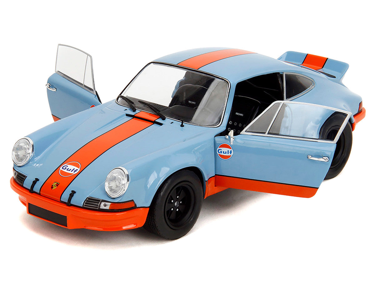 Porsche 911 RSR "Gulf Oil" Light Blue with Orange Stripes "Pink Slips" Series 1/18 Diecast Model Car by Jada by Jada