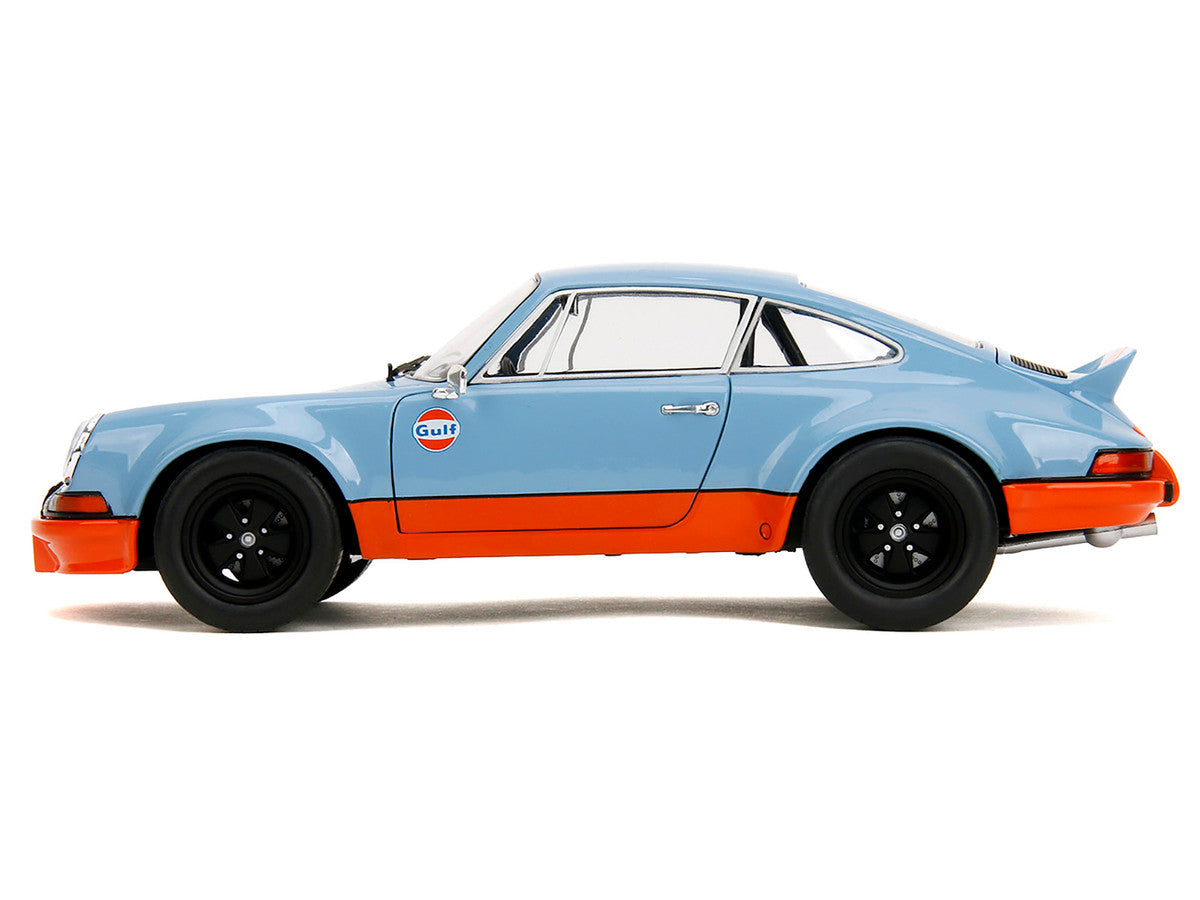 Porsche 911 RSR "Gulf Oil" Light Blue with Orange Stripes "Pink Slips" Series 1/18 Diecast Model Car by Jada by Jada