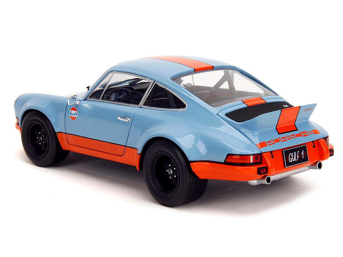 Porsche 911 RSR "Gulf Oil" Light Blue with Orange Stripes "Pink Slips" Series 1/18 Diecast Model Car by Jada by Jada
