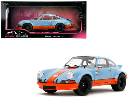 Porsche 911 RSR "Gulf Oil" Light Blue with Orange Stripes "Pink Slips" Series 1/18 Diecast Model Car by Jada by Jada