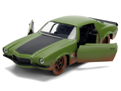 Dom's 1973 Chevrolet Camaro "F-Bomb" Matt Green (Dirty Version) with Black Hood Stripe "Fast & Furious" (2009) Movie "Fast & Furious 25 Years" Series 1/32 Diecast Model Car by Jada by Jada