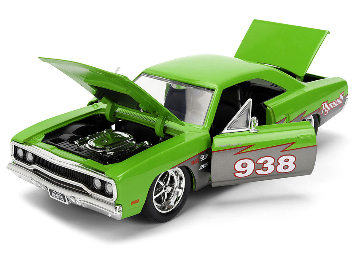 1970 Plymouth Road Runner #938 Green and Gray Metallic "Bigtime Muscle" Series 1/24 Diecast Model Car by Jada by Jada