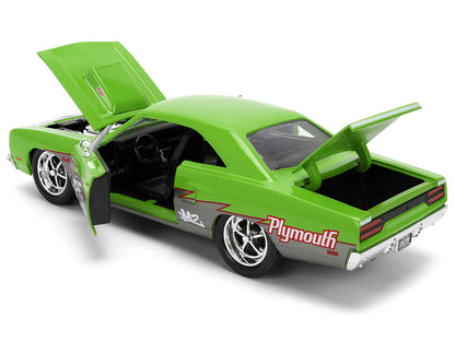 1970 Plymouth Road Runner #938 Green and Gray Metallic "Bigtime Muscle" Series 1/24 Diecast Model Car by Jada by Jada