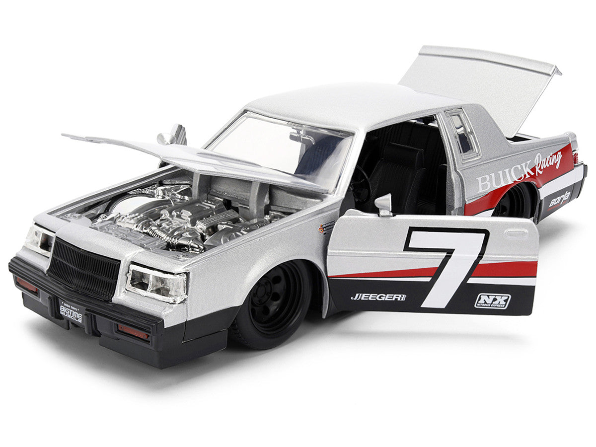 1987 Buick Grand National #7 "Buick Racing" Matt Silver Metallic with Red and Black Stripes "Bigtime Muscle" Series 1/24 Diecast Model by Jada by Jada