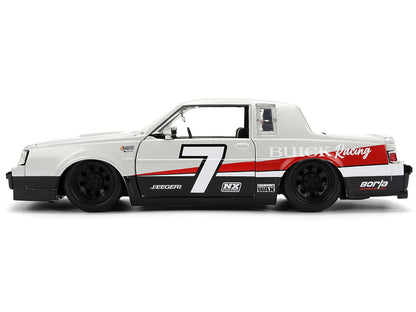 1987 Buick Grand National #7 "Buick Racing" Matt Silver Metallic with Red and Black Stripes "Bigtime Muscle" Series 1/24 Diecast Model by Jada by Jada