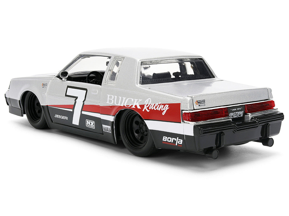 1987 Buick Grand National #7 "Buick Racing" Matt Silver Metallic with Red and Black Stripes "Bigtime Muscle" Series 1/24 Diecast Model by Jada by Jada