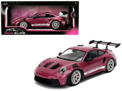 Porsche 911 GT3 RS Red Violet Metallic with White Stripes "Pink Slips" Series 1/18 Diecast Model Car by Jada by Jada