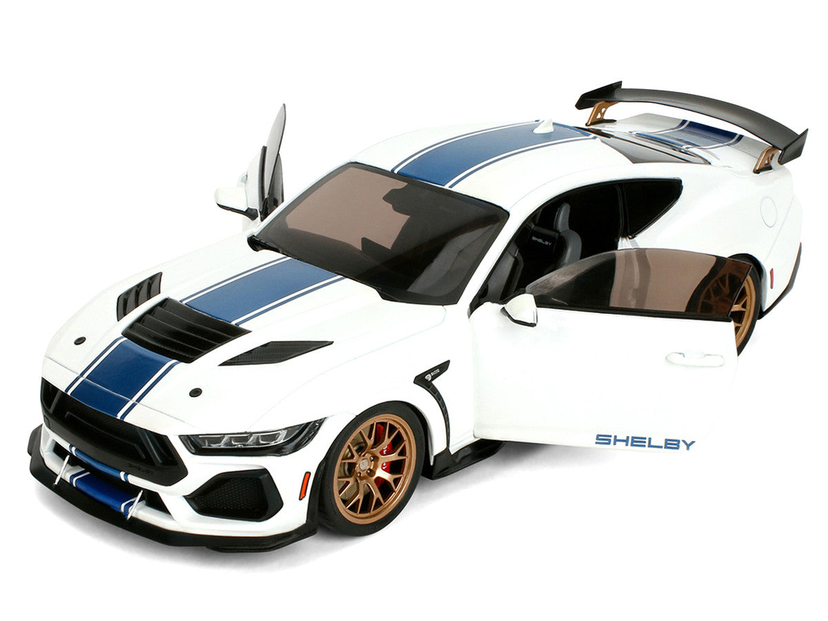 Ford Mustang Shelby Super Snake White Metallic with Blue Stripes and Gold Wheels "Pink Slips" Series 1/18 Diecast Model Car by Jada by Jada