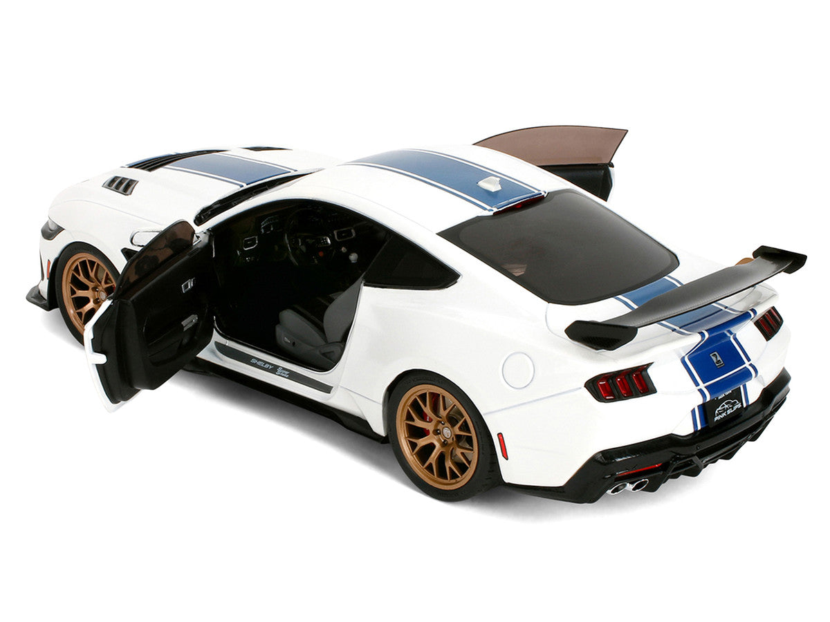Ford Mustang Shelby Super Snake White Metallic with Blue Stripes and Gold Wheels "Pink Slips" Series 1/18 Diecast Model Car by Jada by Jada
