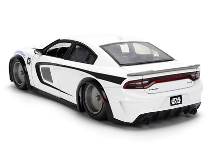 2021 Dodge Charger SRT Hellcat White with Graphics and Stormtrooper Figure "Star Wars" Franchise "Hollywood Rides" Series 1/24 Diecast Model Car by Jada by Jada