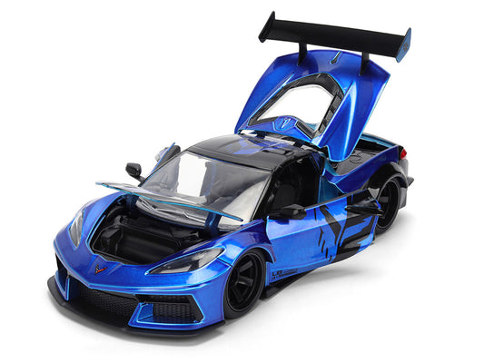Chevrolet Corvette C8 "Liberty Walk" Candy Blue and Black "Hyper-Spec" Series 1/24 Diecast Model Car by Jada by Jada