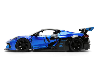 Chevrolet Corvette C8 "Liberty Walk" Candy Blue and Black "Hyper-Spec" Series 1/24 Diecast Model Car by Jada by Jada
