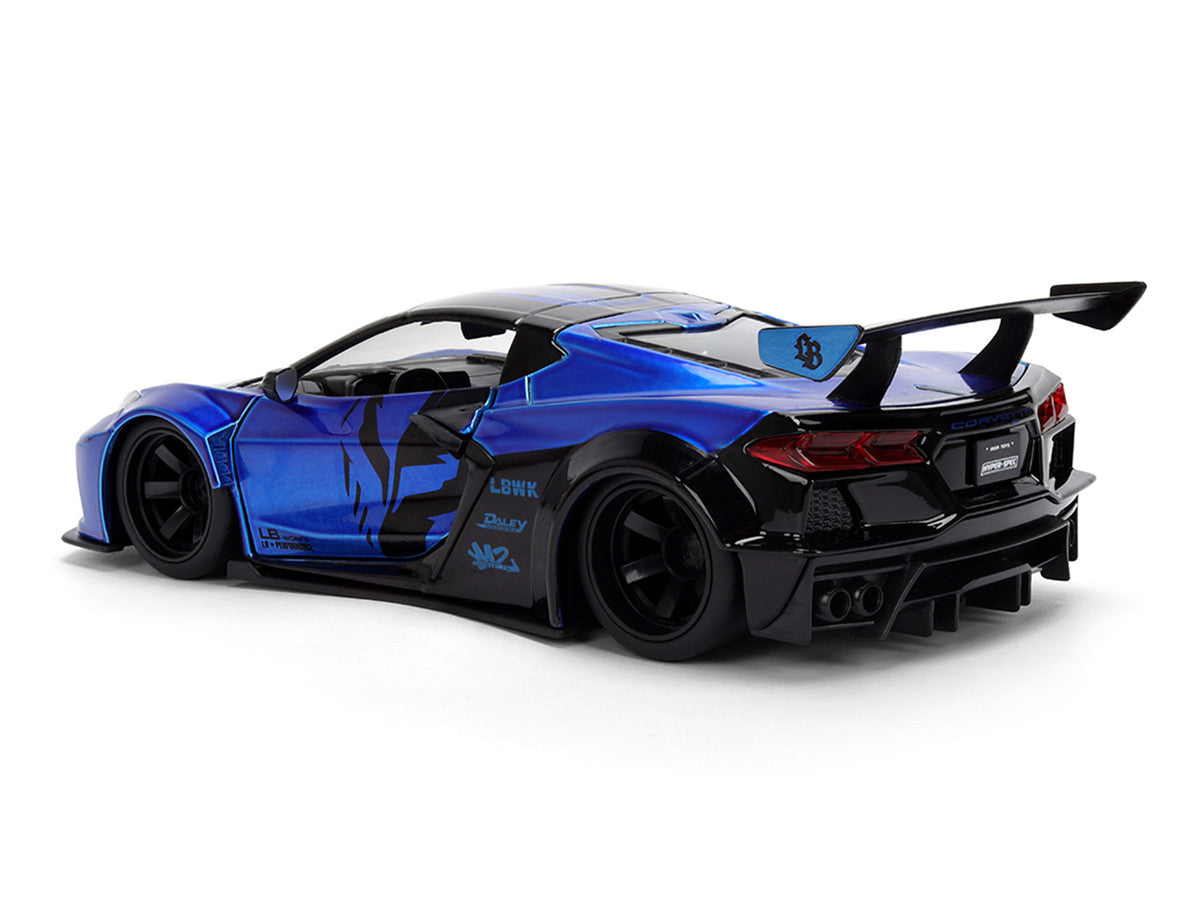 Chevrolet Corvette C8 "Liberty Walk" Candy Blue and Black "Hyper-Spec" Series 1/24 Diecast Model Car by Jada by Jada
