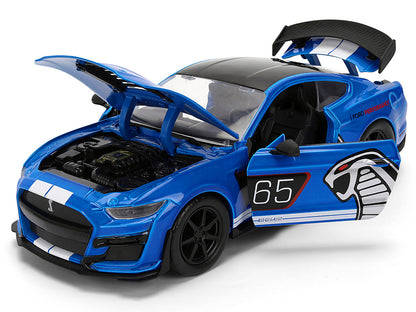 2020 Ford Mustang Shelby GT500 #65 "Ford Performance" Blue with Black Top and White Stripes "Bigtime Muscle" Series 1/24 Diecast Model Car by Jada by Jada