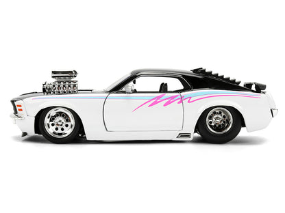 1970 Ford Mustang Boss 429 Black and White with Graphics "Bigtime Muscle" Series 1/24 Diecast Model Car by Jada by Jada