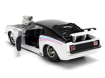 1970 Ford Mustang Boss 429 Black and White with Graphics "Bigtime Muscle" Series 1/24 Diecast Model Car by Jada by Jada