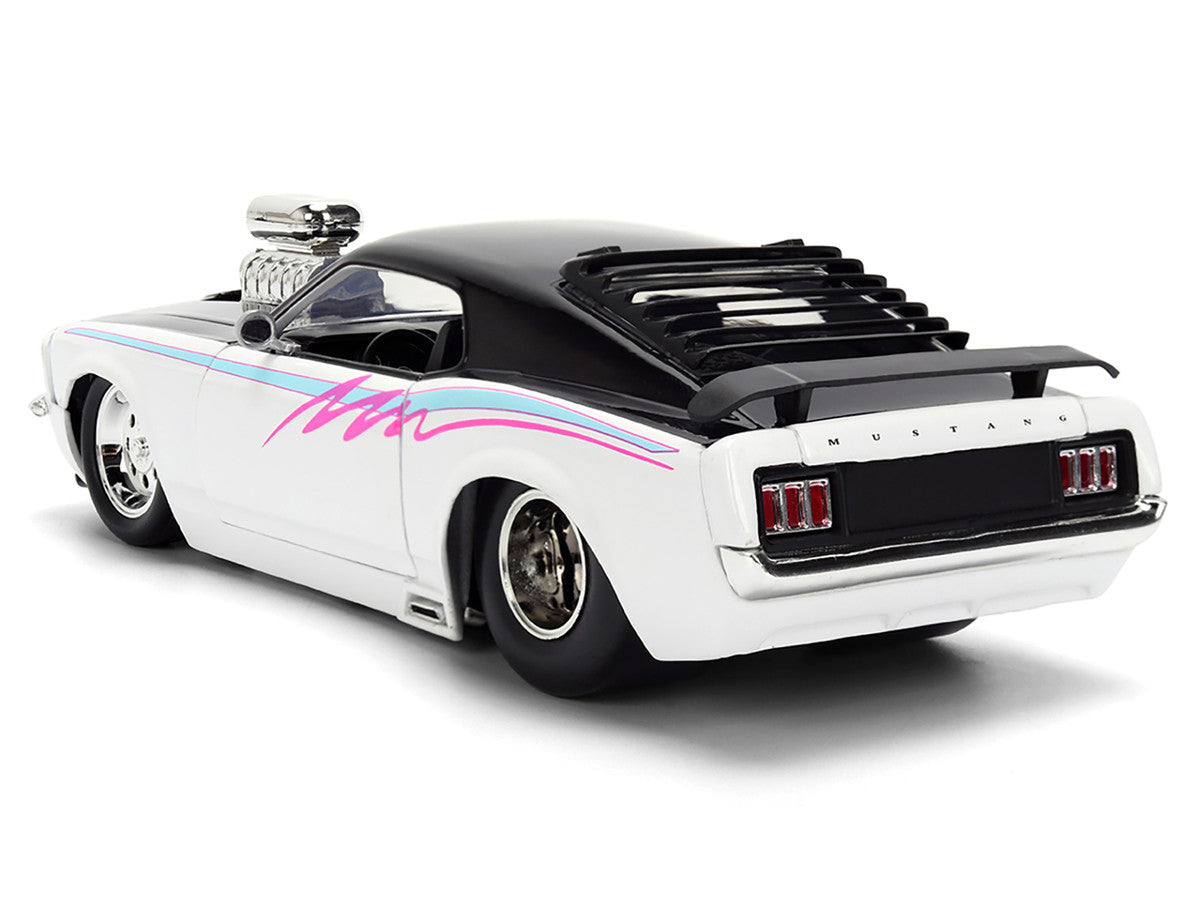 1970 Ford Mustang Boss 429 Black and White with Graphics "Bigtime Muscle" Series 1/24 Diecast Model Car by Jada by Jada