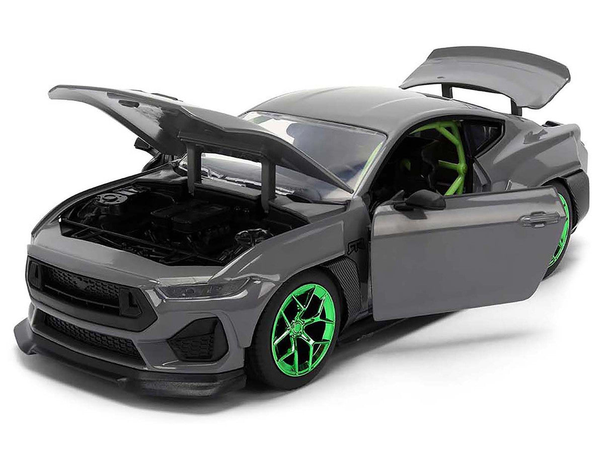 2024 Ford Mustang RTR Gray with Green Wheels "Bigtime Muscle" Series 1/24 Diecast Model Car by Jada by Jada