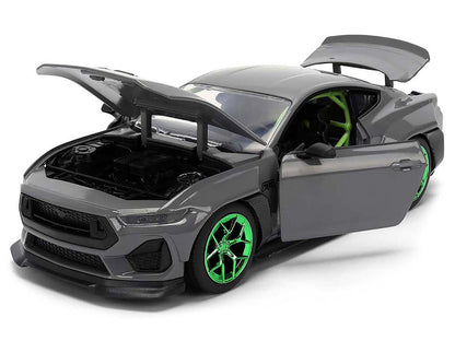 2024 Ford Mustang RTR Gray with Green Wheels "Bigtime Muscle" Series 1/24 Diecast Model Car by Jada by Jada