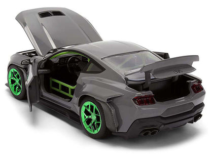 2024 Ford Mustang RTR Gray with Green Wheels "Bigtime Muscle" Series 1/24 Diecast Model Car by Jada by Jada