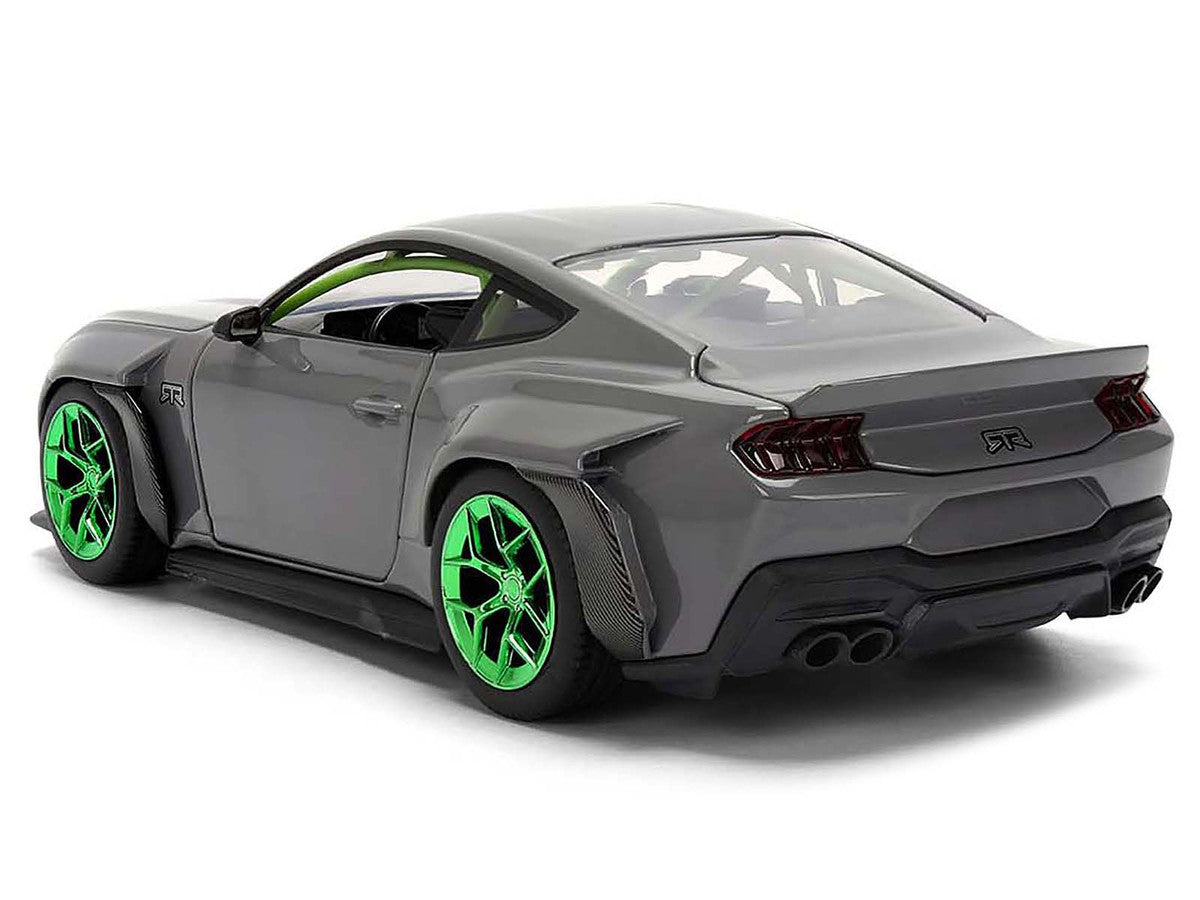 2024 Ford Mustang RTR Gray with Green Wheels "Bigtime Muscle" Series 1/24 Diecast Model Car by Jada by Jada