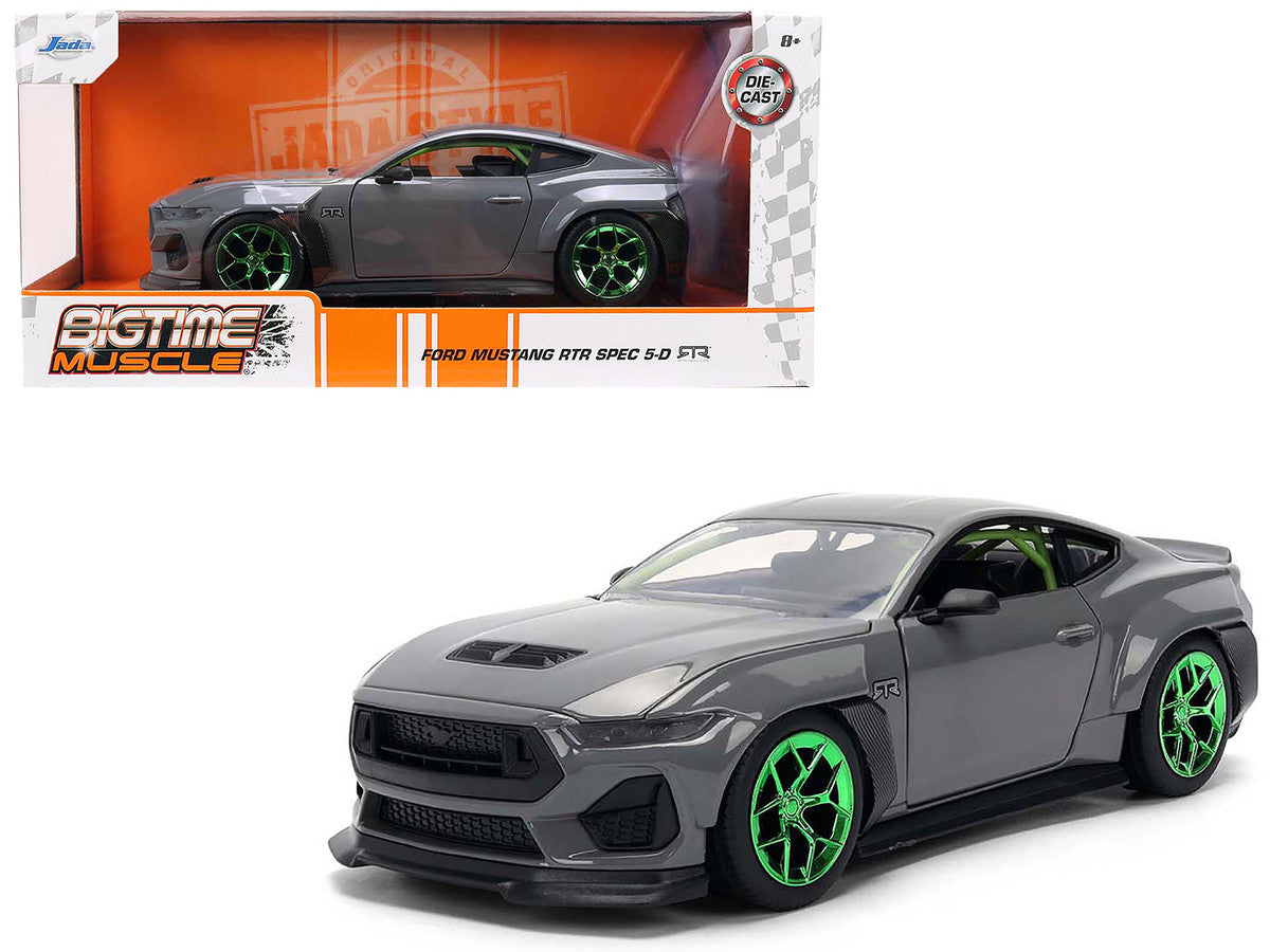 2024 Ford Mustang RTR Gray with Green Wheels "Bigtime Muscle" Series 1/24 Diecast Model Car by Jada by Jada