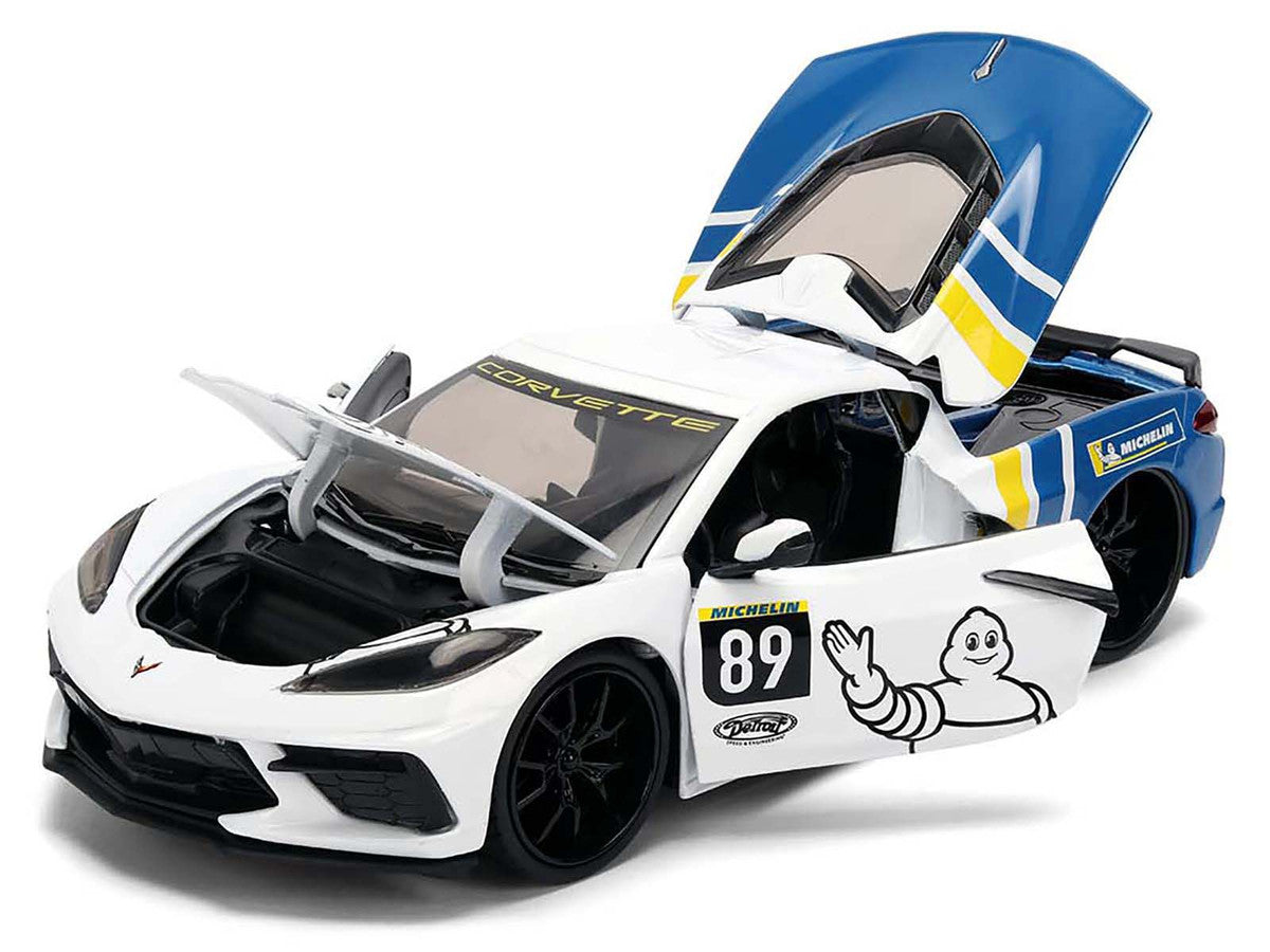 2020 Chevrolet Corvette Stingray C8 #89 "Michelin" White with Yellow and Blue Stripes "Bigtime Muscle" Series 1/24 Diecast Model Car by Jada by Jada