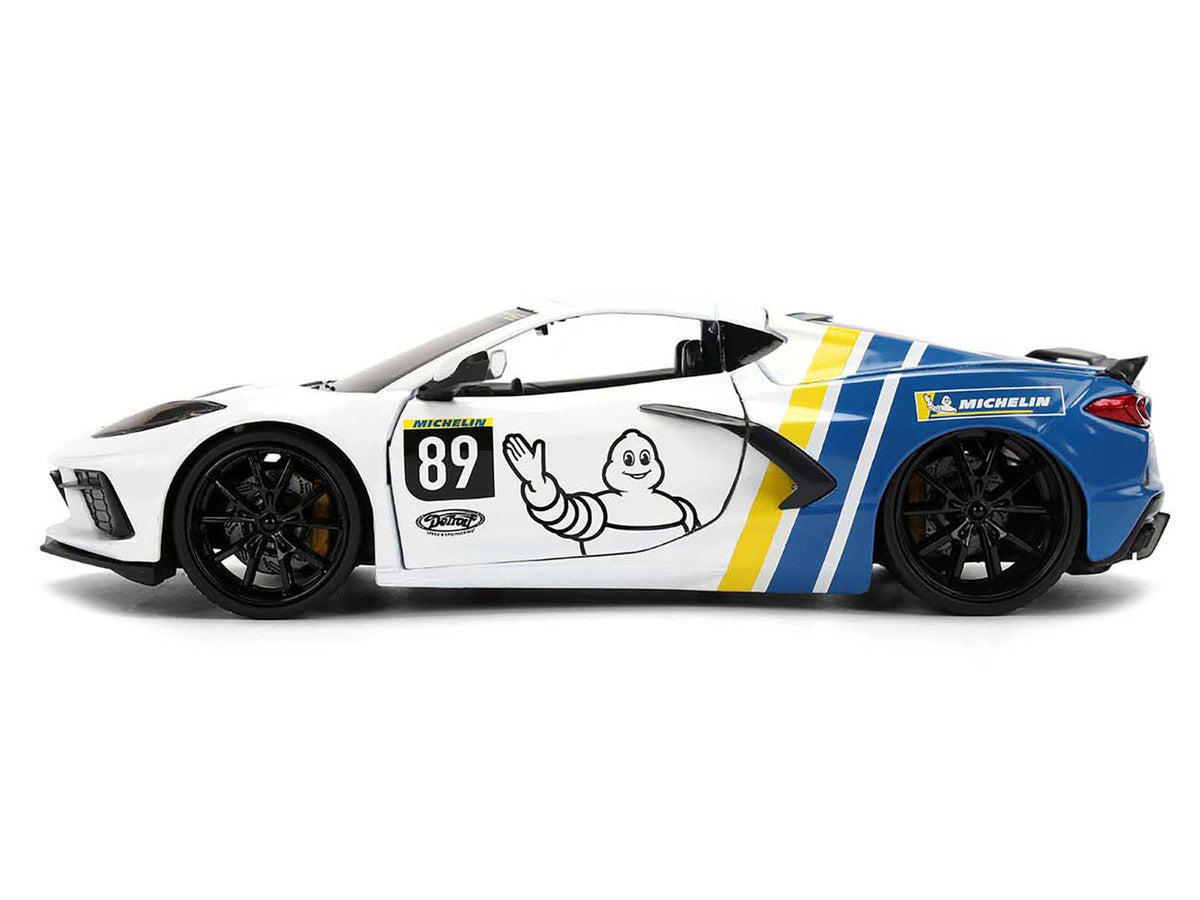 2020 Chevrolet Corvette Stingray C8 #89 "Michelin" White with Yellow and Blue Stripes "Bigtime Muscle" Series 1/24 Diecast Model Car by Jada by Jada