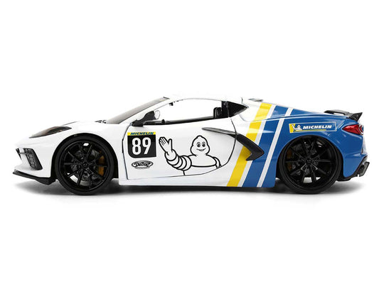 2020 Chevrolet Corvette Stingray C8 #89 "Michelin" White with Yellow and Blue Stripes "Bigtime Muscle" Series 1/24 Diecast Model Car by Jada by Jada